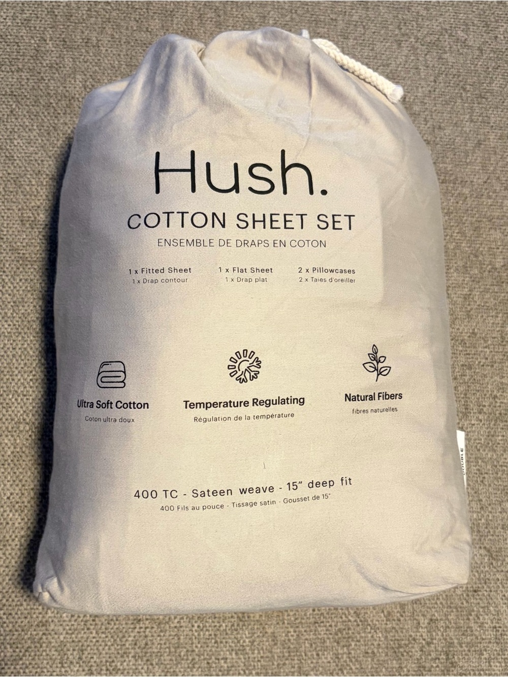 Hush Cotton Sheet Set — Light Blue NWOT